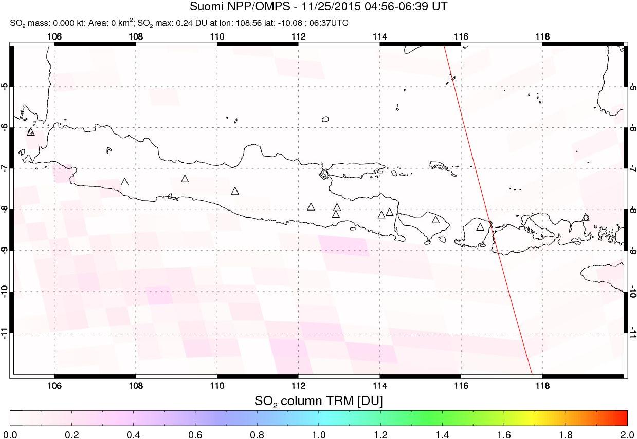 A sulfur dioxide image over Java, Indonesia on Nov 25, 2015.