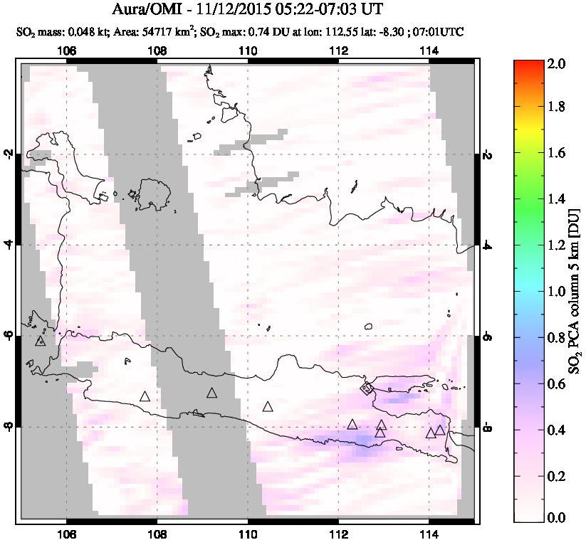 A sulfur dioxide image over Java, Indonesia on Nov 12, 2015.