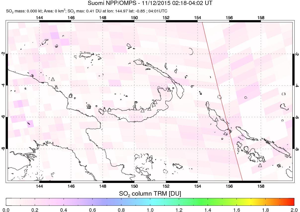 A sulfur dioxide image over Papua, New Guinea on Nov 12, 2015.