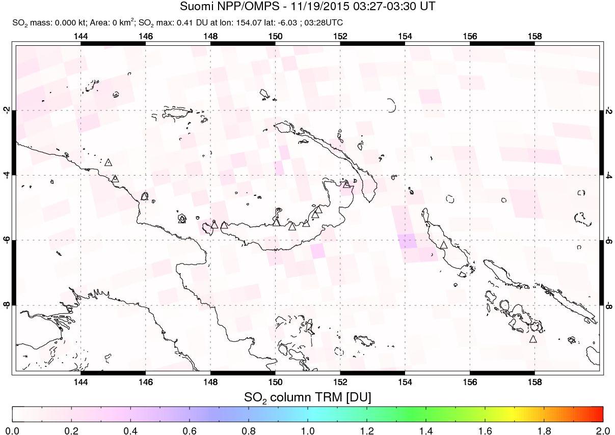 A sulfur dioxide image over Papua, New Guinea on Nov 19, 2015.