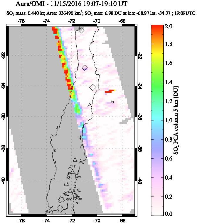A sulfur dioxide image over Central Chile on Nov 15, 2016.