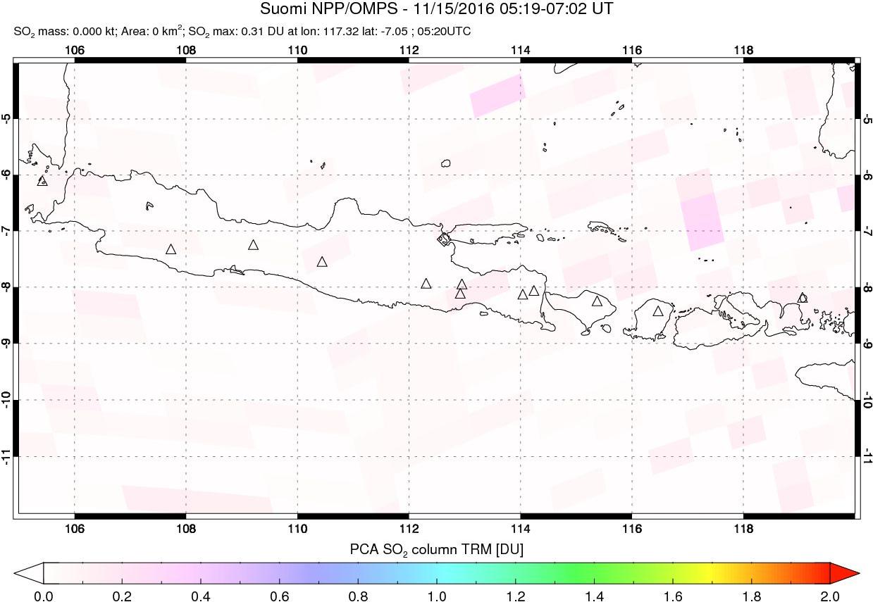 A sulfur dioxide image over Java, Indonesia on Nov 15, 2016.