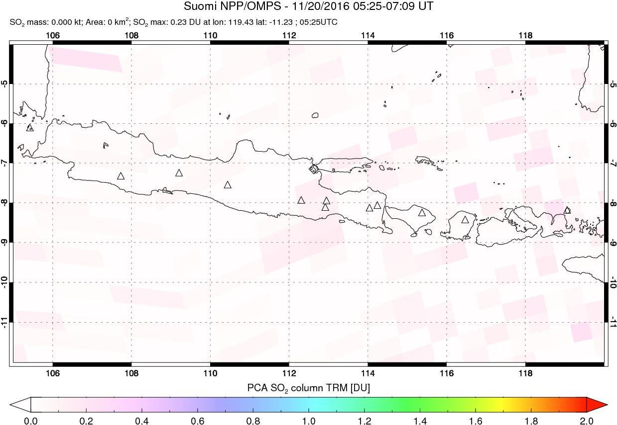 A sulfur dioxide image over Java, Indonesia on Nov 20, 2016.