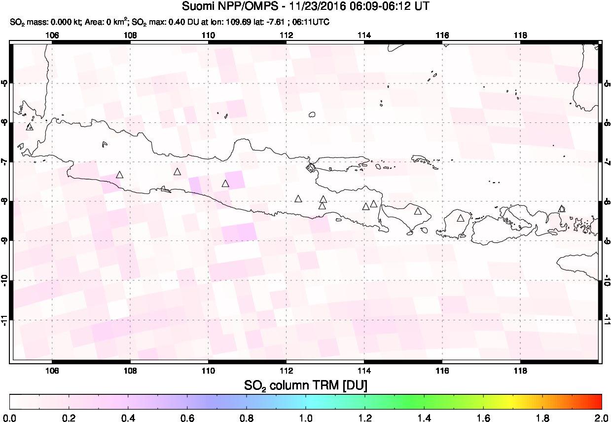 A sulfur dioxide image over Java, Indonesia on Nov 23, 2016.