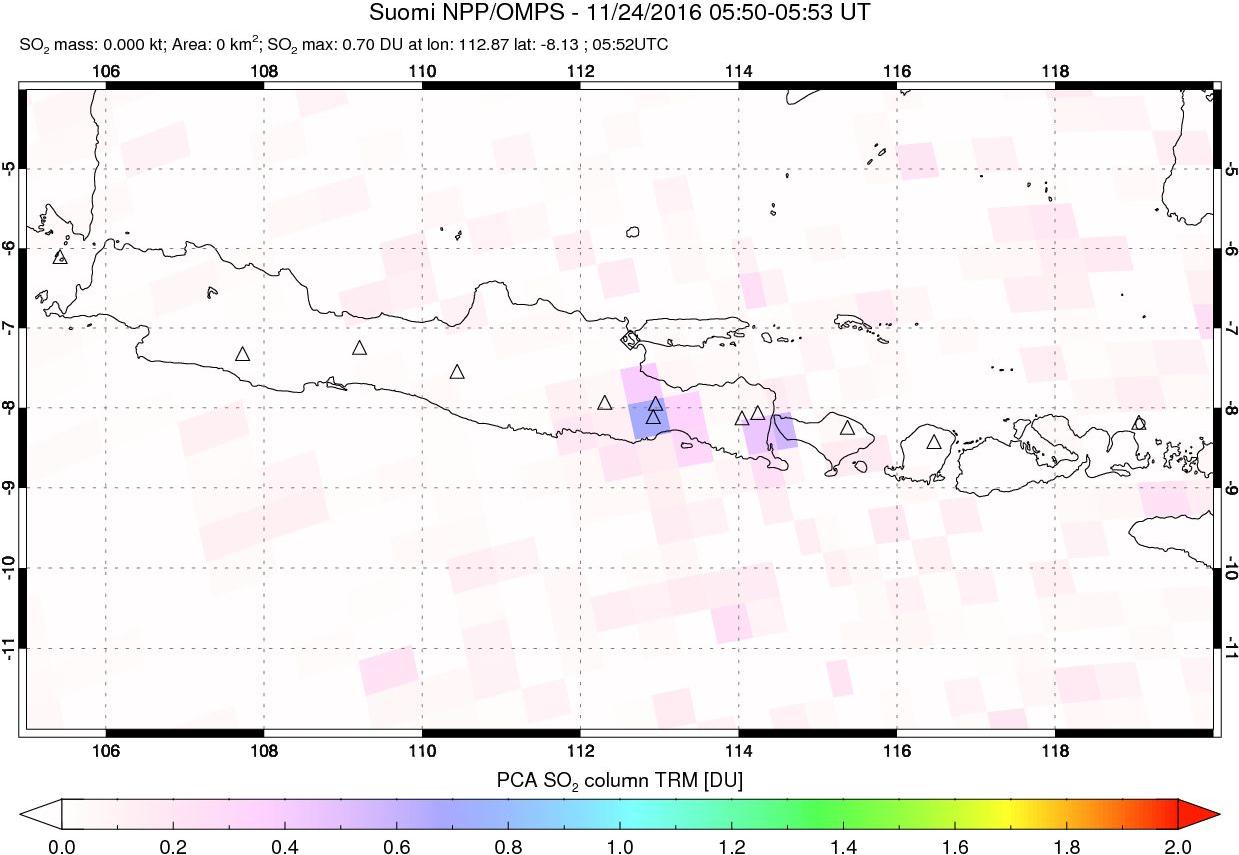A sulfur dioxide image over Java, Indonesia on Nov 24, 2016.