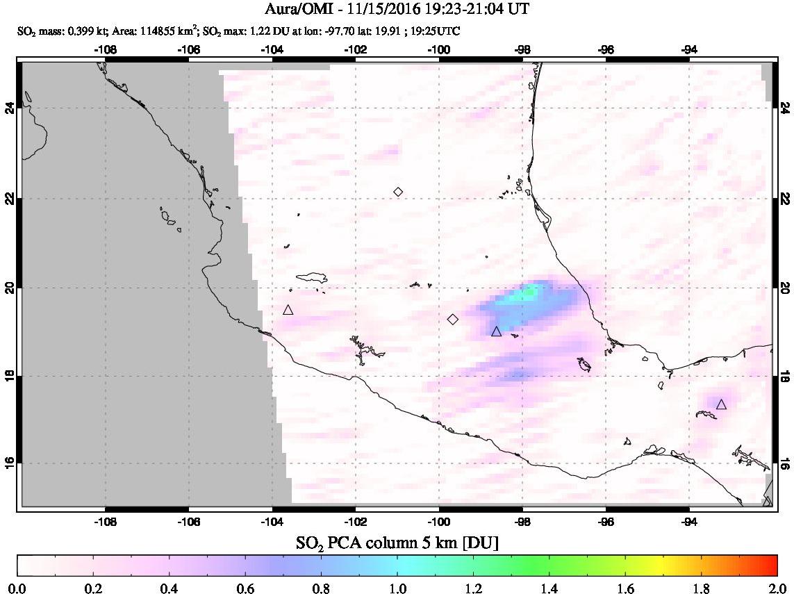 A sulfur dioxide image over Mexico on Nov 15, 2016.