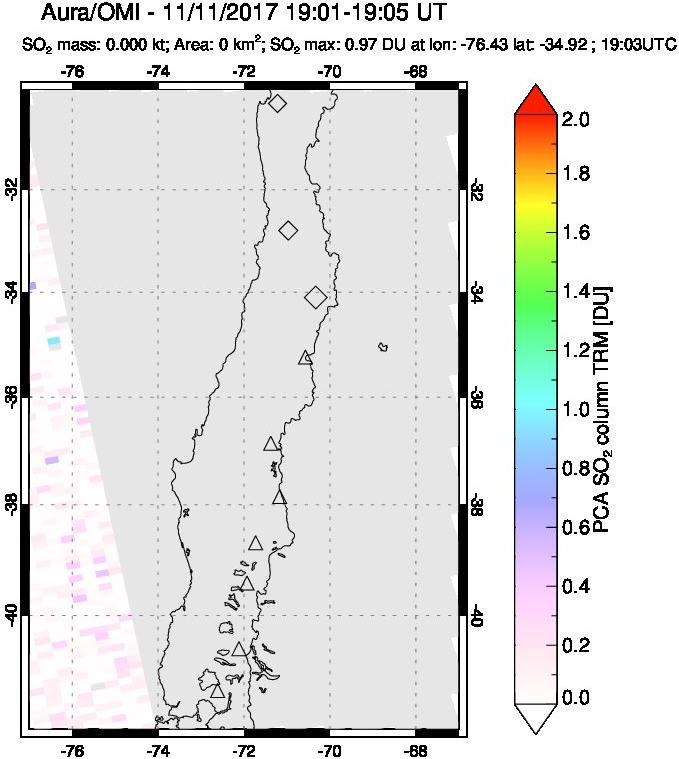 A sulfur dioxide image over Central Chile on Nov 11, 2017.