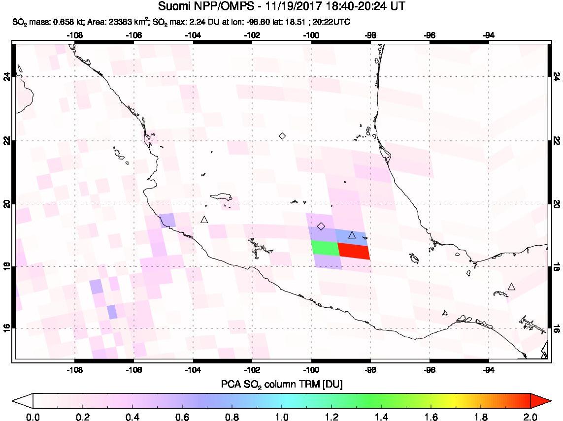 A sulfur dioxide image over Mexico on Nov 19, 2017.