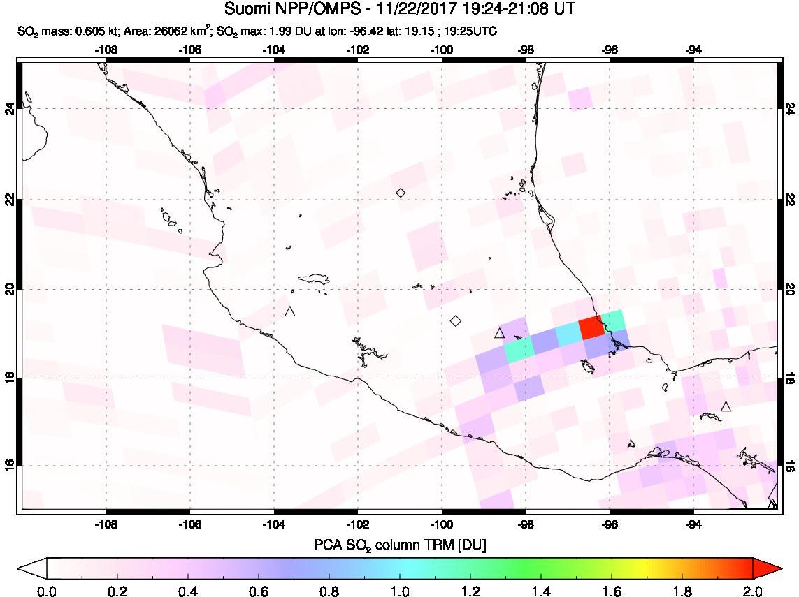 A sulfur dioxide image over Mexico on Nov 22, 2017.