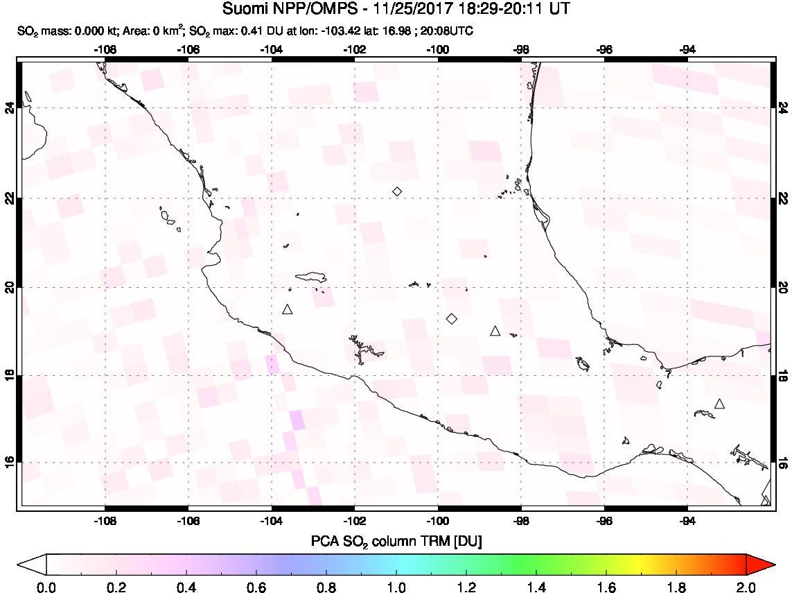 A sulfur dioxide image over Mexico on Nov 25, 2017.
