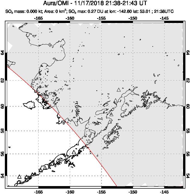 A sulfur dioxide image over Alaska, USA on Nov 17, 2018.