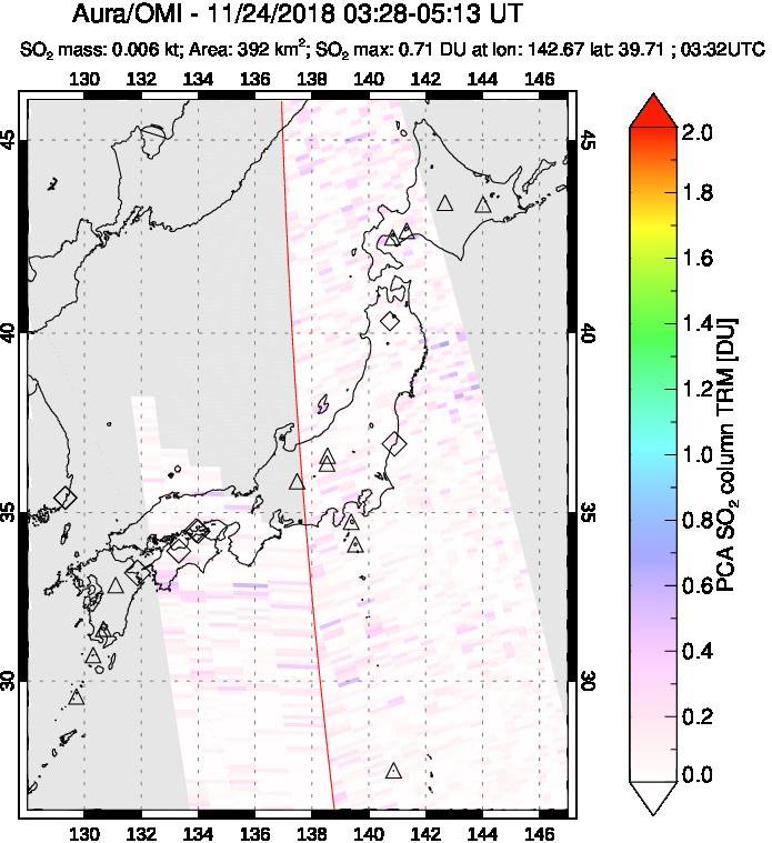A sulfur dioxide image over Japan on Nov 24, 2018.