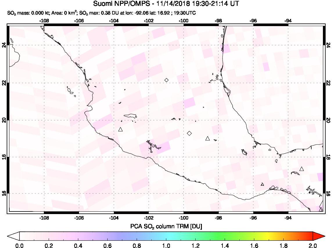 A sulfur dioxide image over Mexico on Nov 14, 2018.