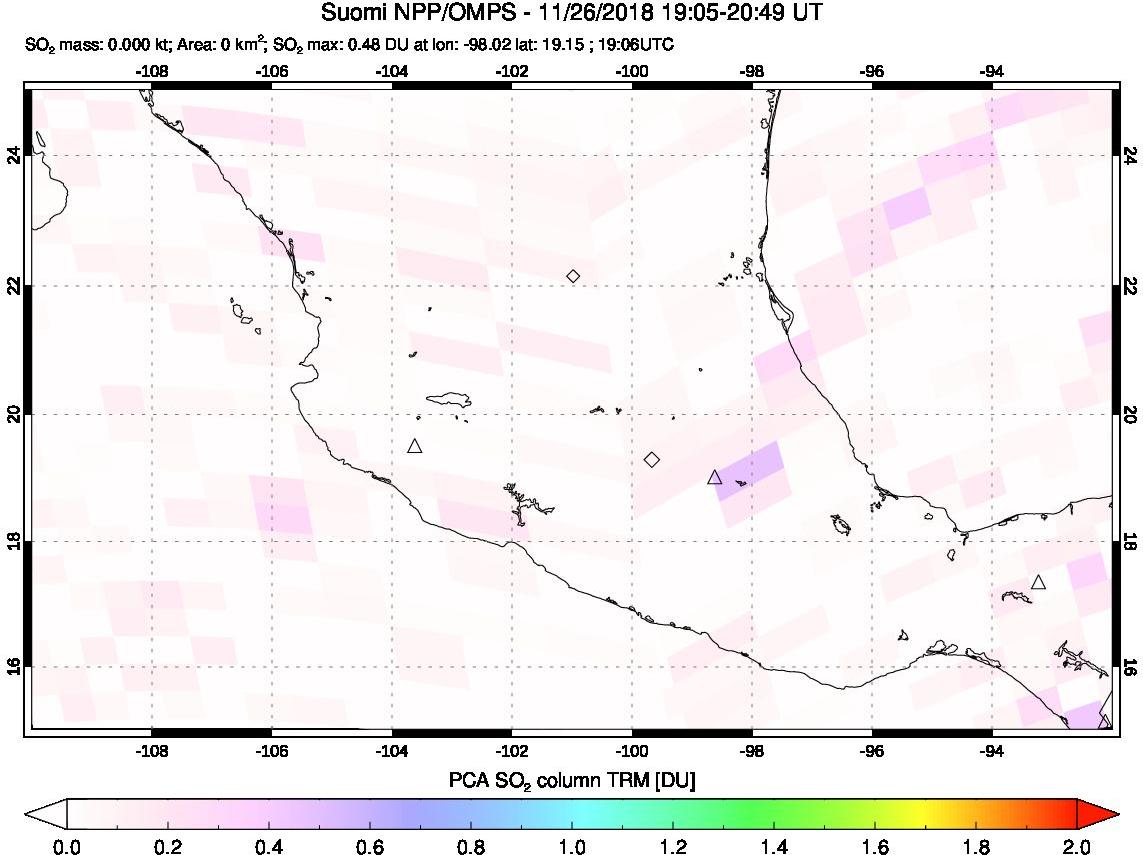 A sulfur dioxide image over Mexico on Nov 26, 2018.
