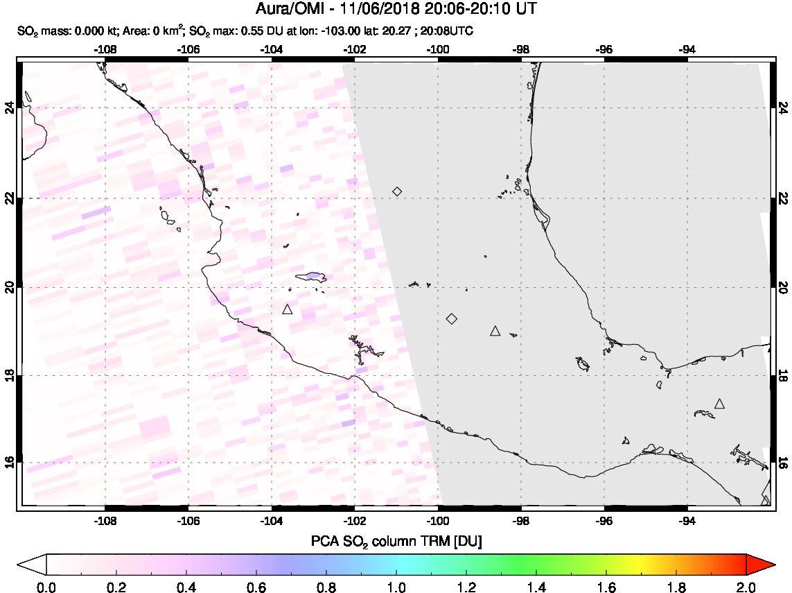 A sulfur dioxide image over Mexico on Nov 06, 2018.