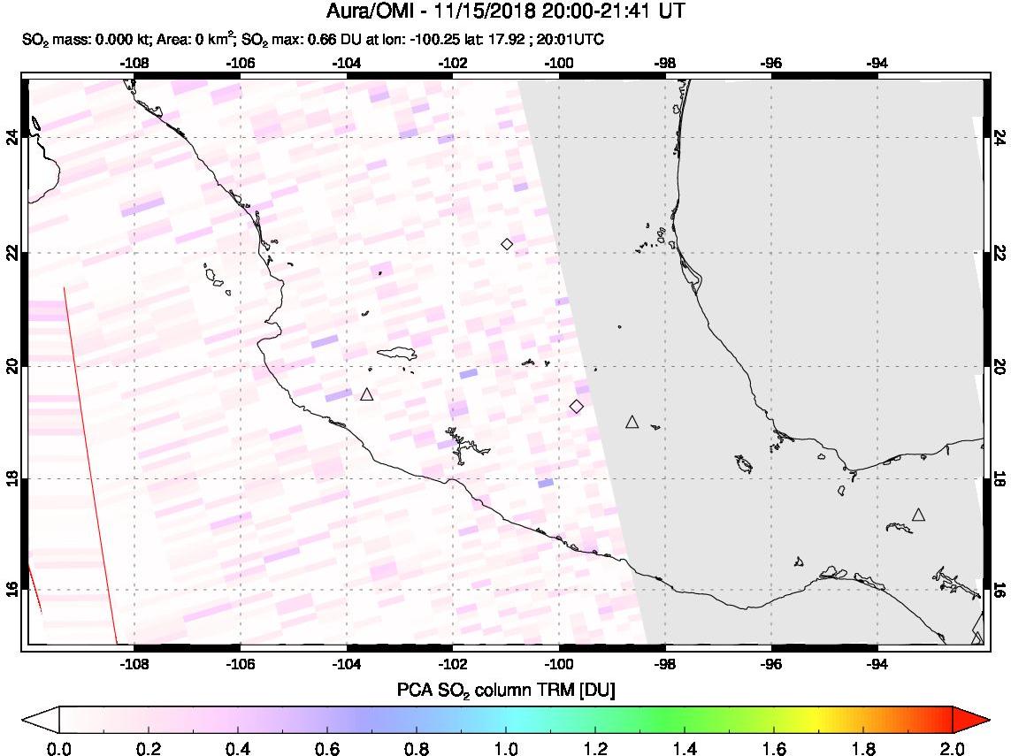 A sulfur dioxide image over Mexico on Nov 15, 2018.