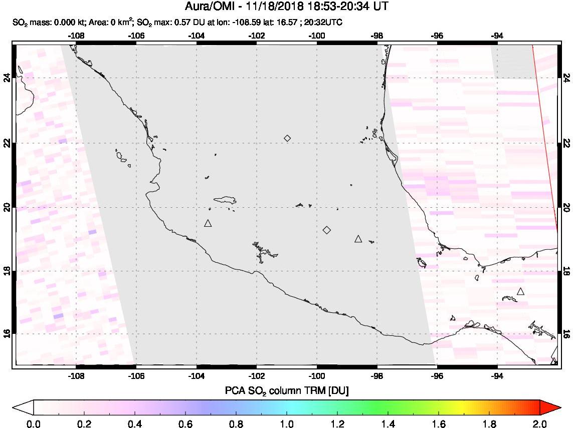 A sulfur dioxide image over Mexico on Nov 18, 2018.