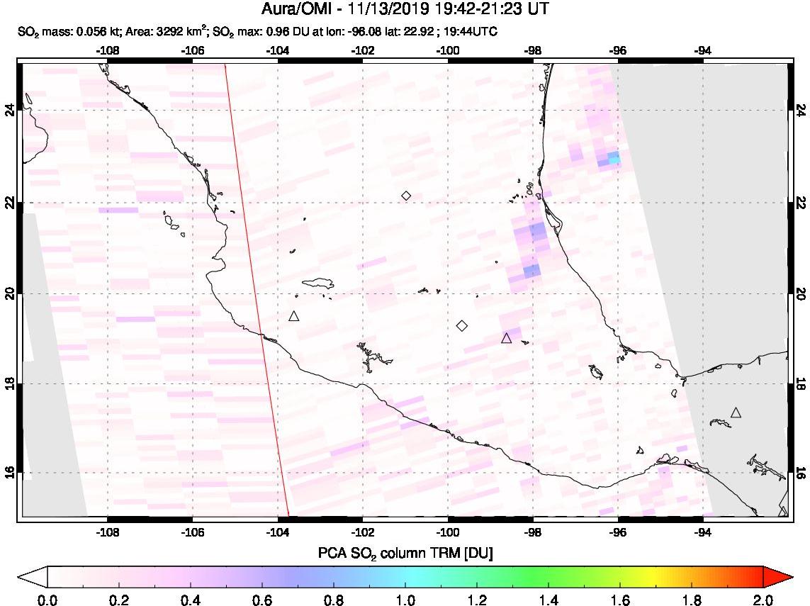 A sulfur dioxide image over Mexico on Nov 13, 2019.