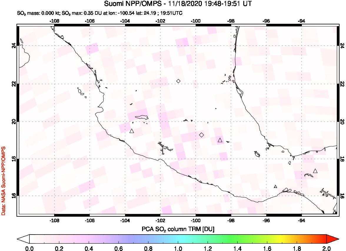 A sulfur dioxide image over Mexico on Nov 18, 2020.