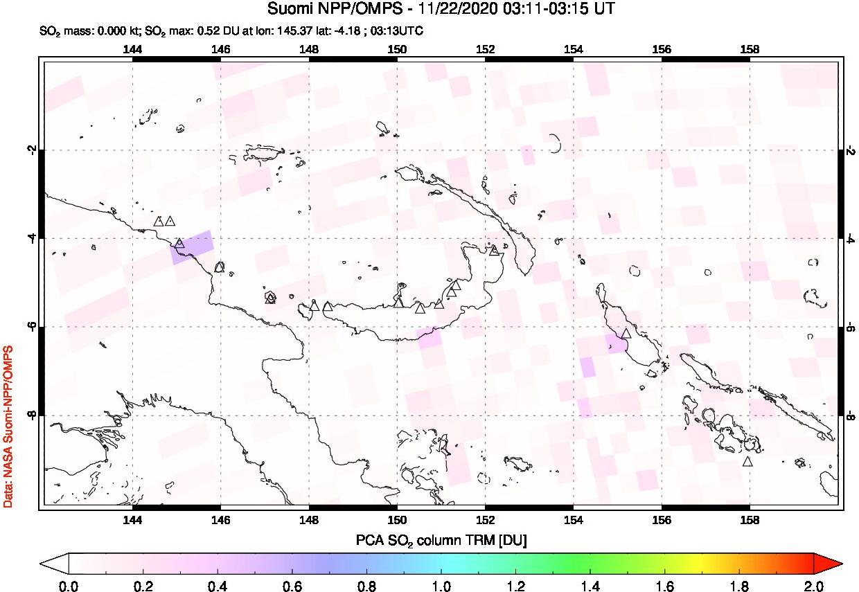 A sulfur dioxide image over Papua, New Guinea on Nov 22, 2020.