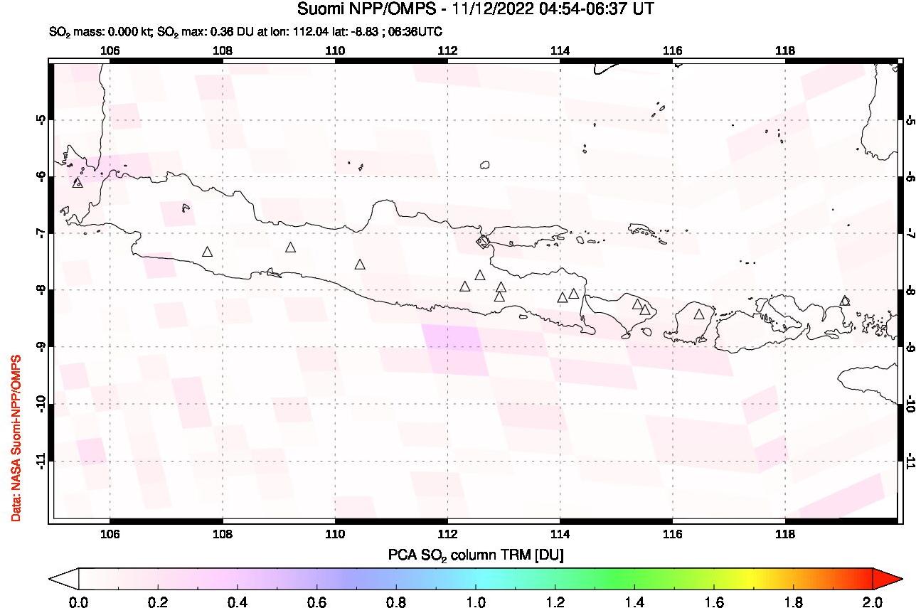 A sulfur dioxide image over Java, Indonesia on Nov 12, 2022.