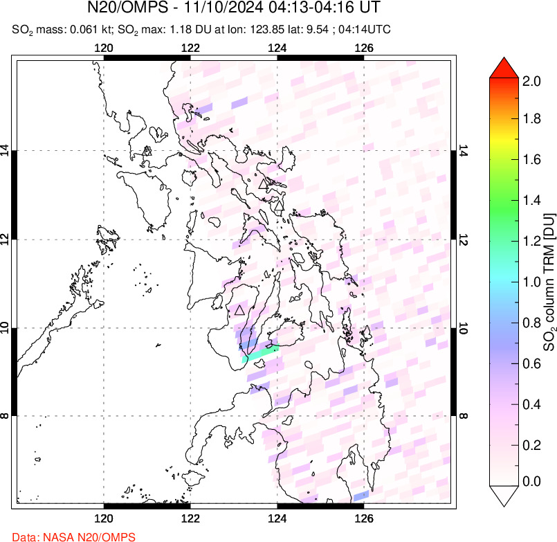 A sulfur dioxide image over Philippines on Nov 10, 2024.