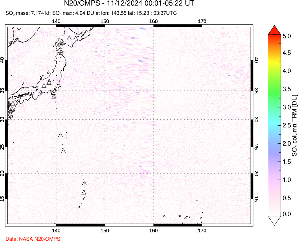 A sulfur dioxide image over Western Pacific on Nov 12, 2024.