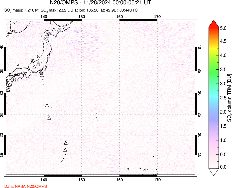 A sulfur dioxide image over Western Pacific on Nov 28, 2024.