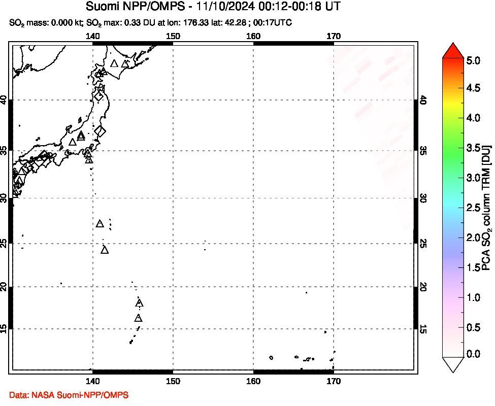 A sulfur dioxide image over Western Pacific on Nov 10, 2024.