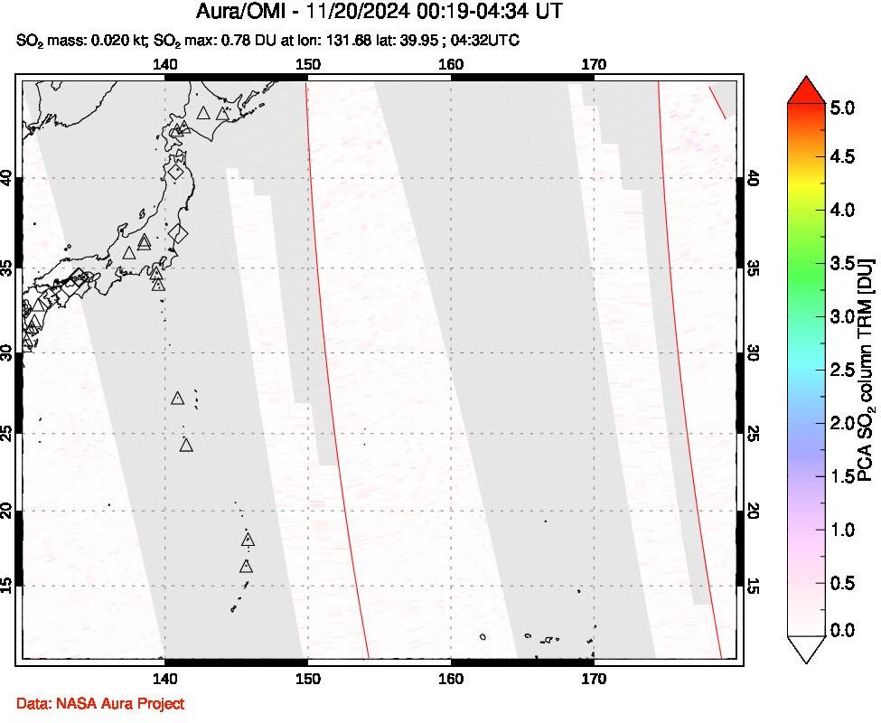 A sulfur dioxide image over Western Pacific on Nov 20, 2024.