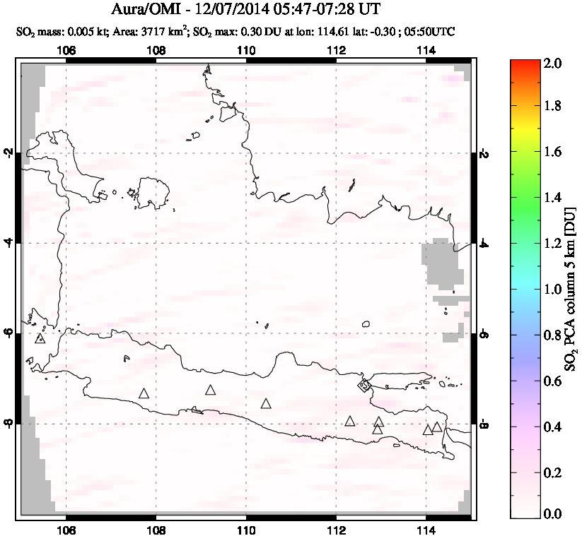 A sulfur dioxide image over Java, Indonesia on Dec 07, 2014.