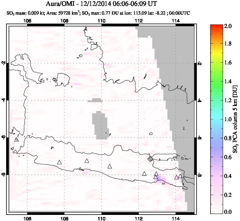 A sulfur dioxide image over Java, Indonesia on Dec 12, 2014.