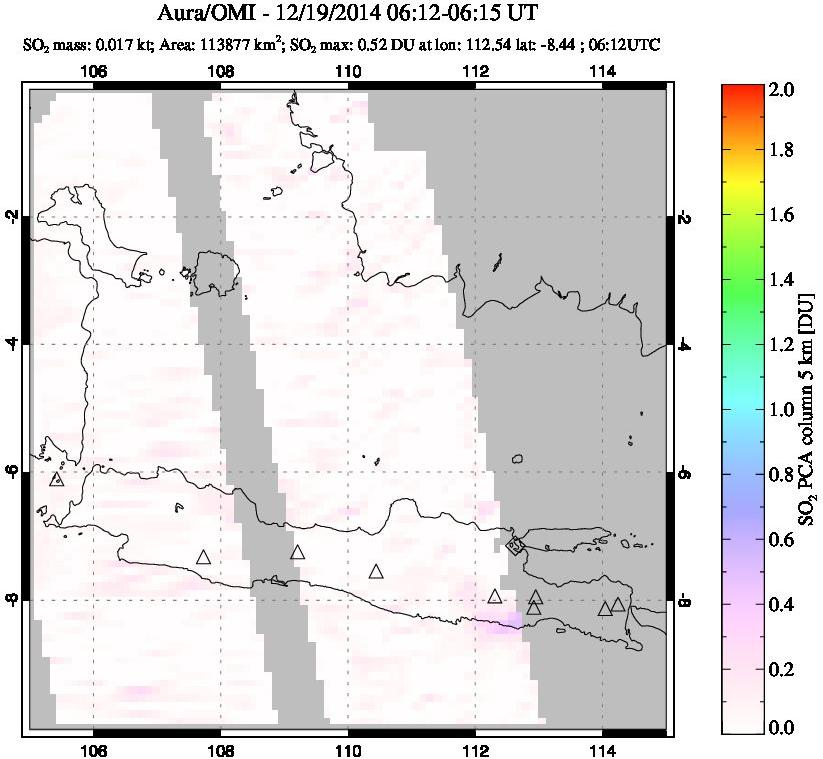 A sulfur dioxide image over Java, Indonesia on Dec 19, 2014.