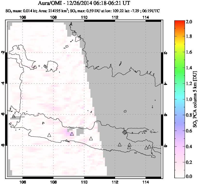 A sulfur dioxide image over Java, Indonesia on Dec 26, 2014.