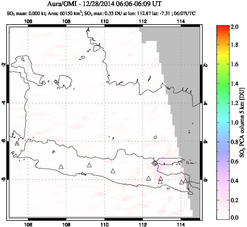 A sulfur dioxide image over Java, Indonesia on Dec 28, 2014.