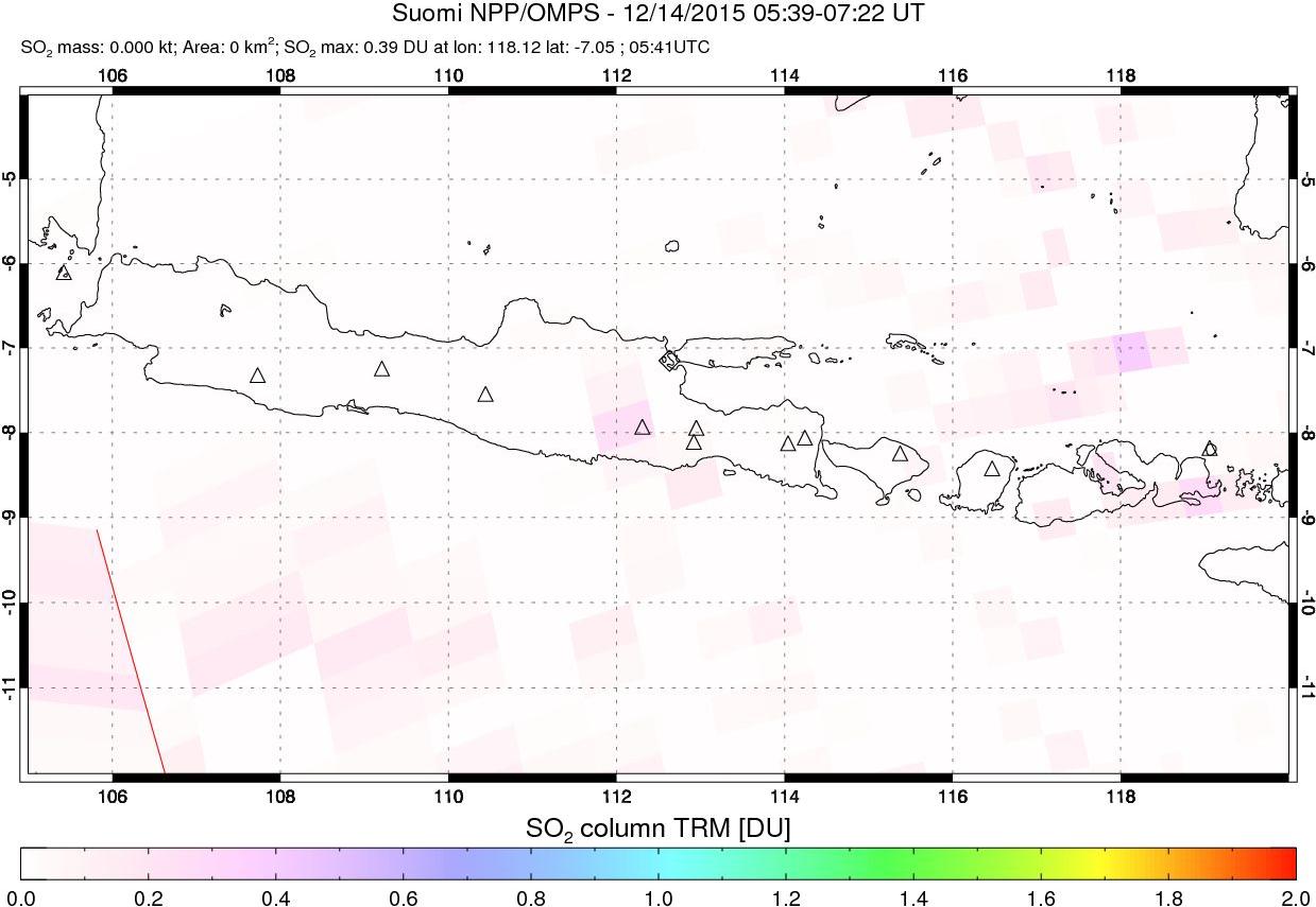A sulfur dioxide image over Java, Indonesia on Dec 14, 2015.
