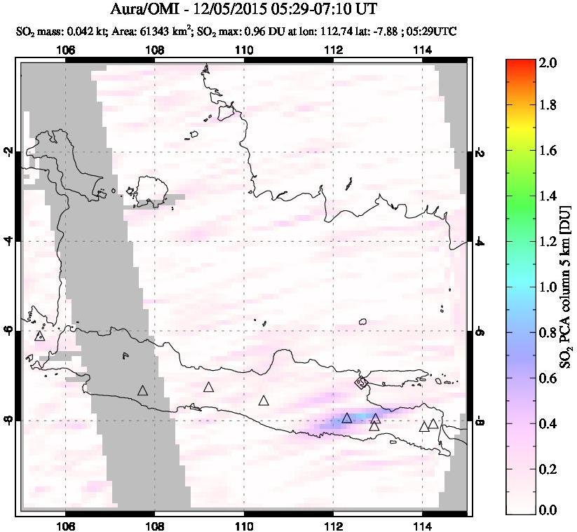 A sulfur dioxide image over Java, Indonesia on Dec 05, 2015.
