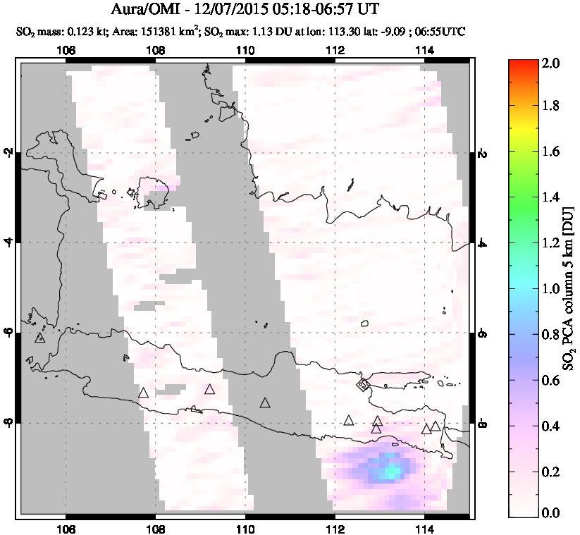 A sulfur dioxide image over Java, Indonesia on Dec 07, 2015.