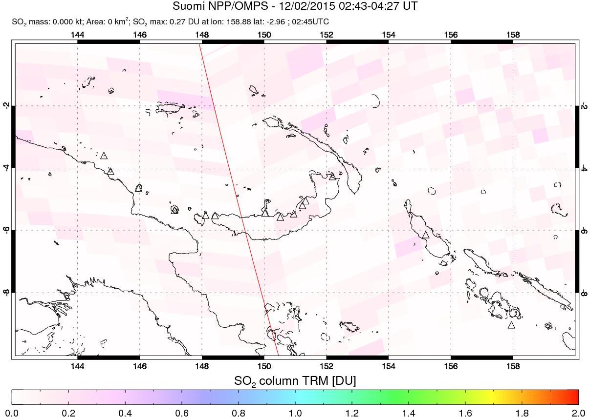 A sulfur dioxide image over Papua, New Guinea on Dec 02, 2015.