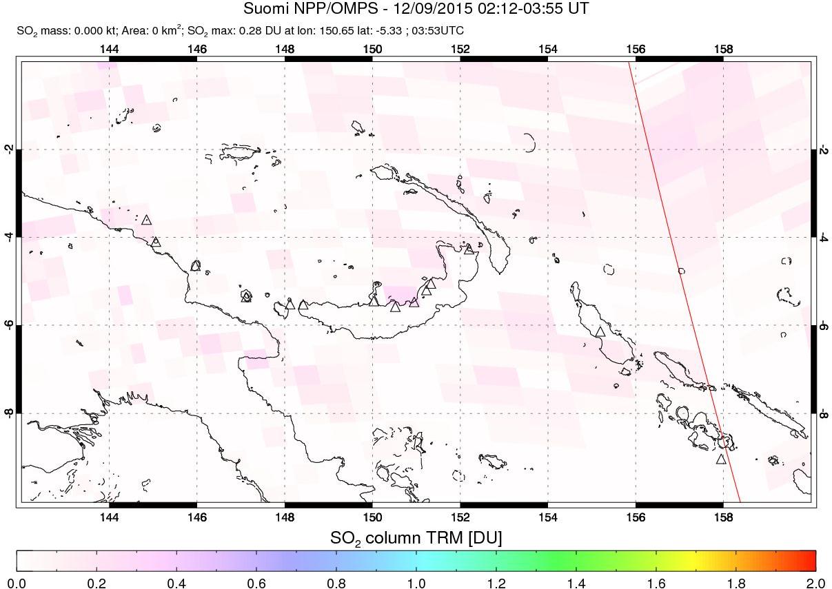 A sulfur dioxide image over Papua, New Guinea on Dec 09, 2015.