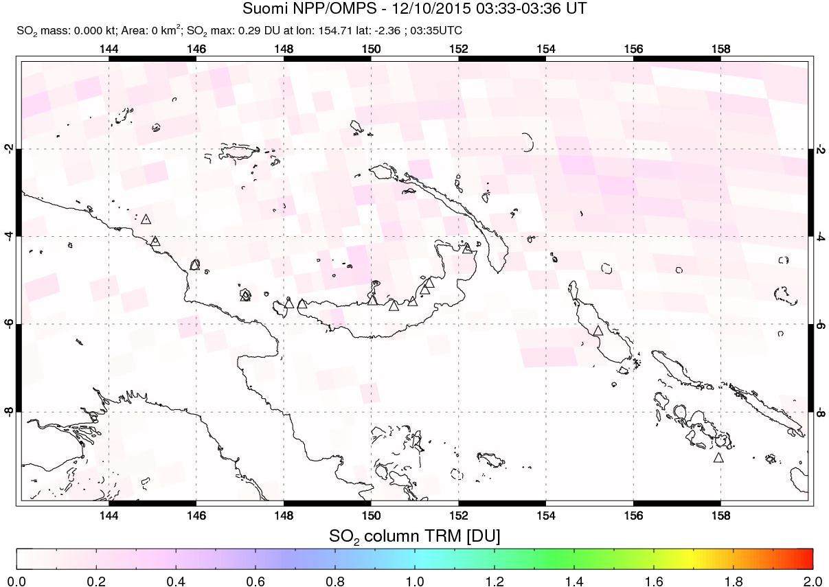 A sulfur dioxide image over Papua, New Guinea on Dec 10, 2015.