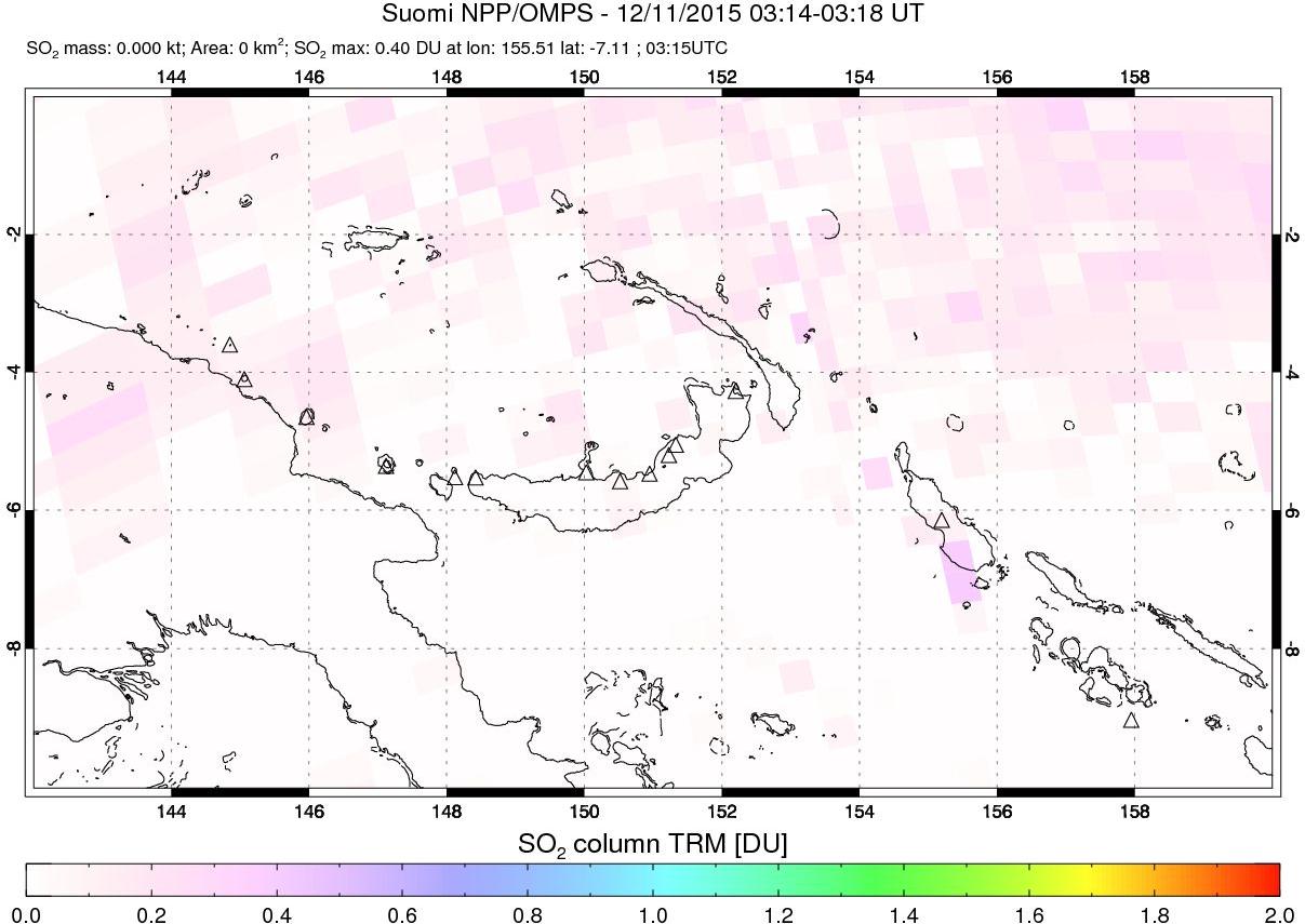 A sulfur dioxide image over Papua, New Guinea on Dec 11, 2015.