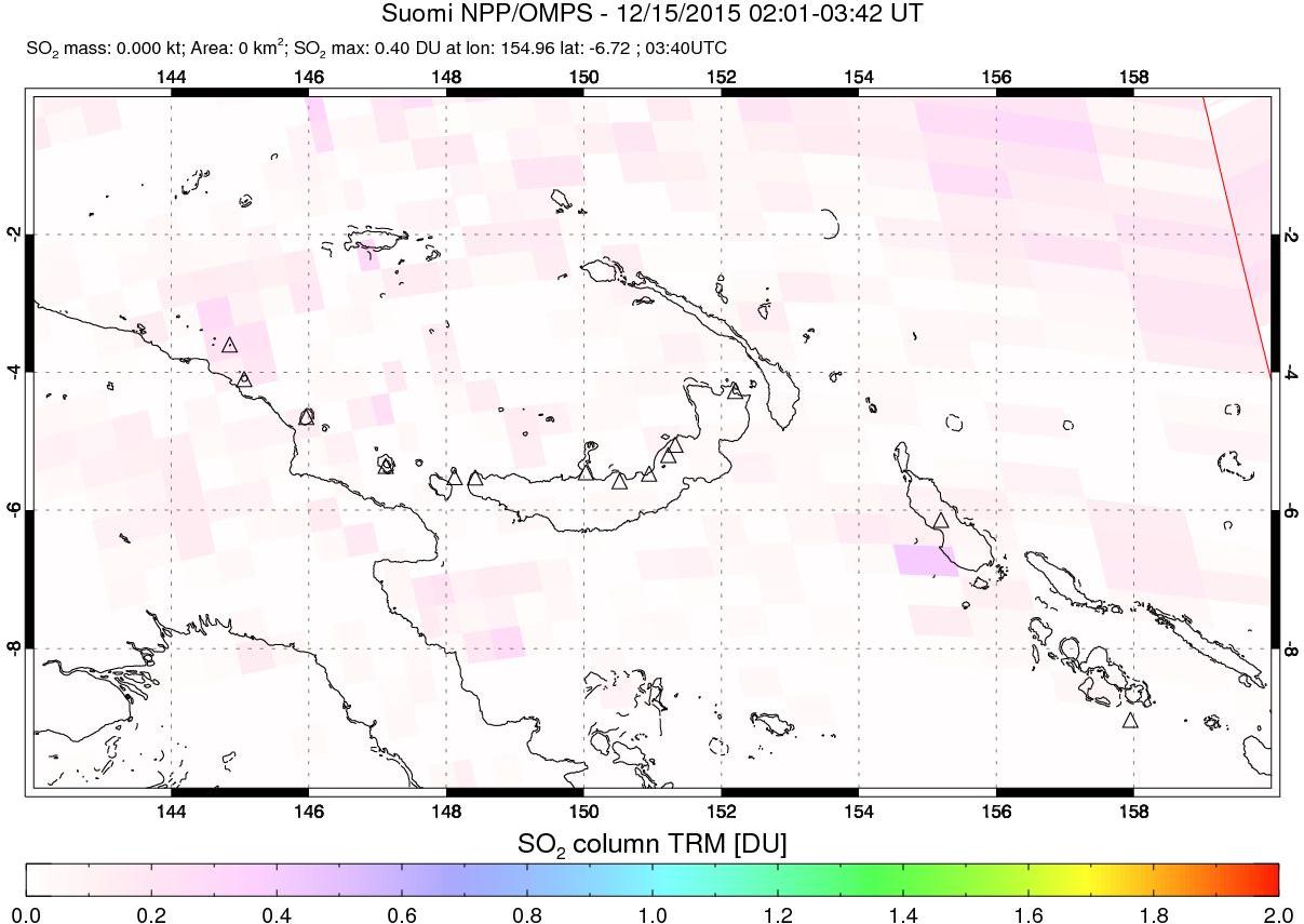 A sulfur dioxide image over Papua, New Guinea on Dec 15, 2015.