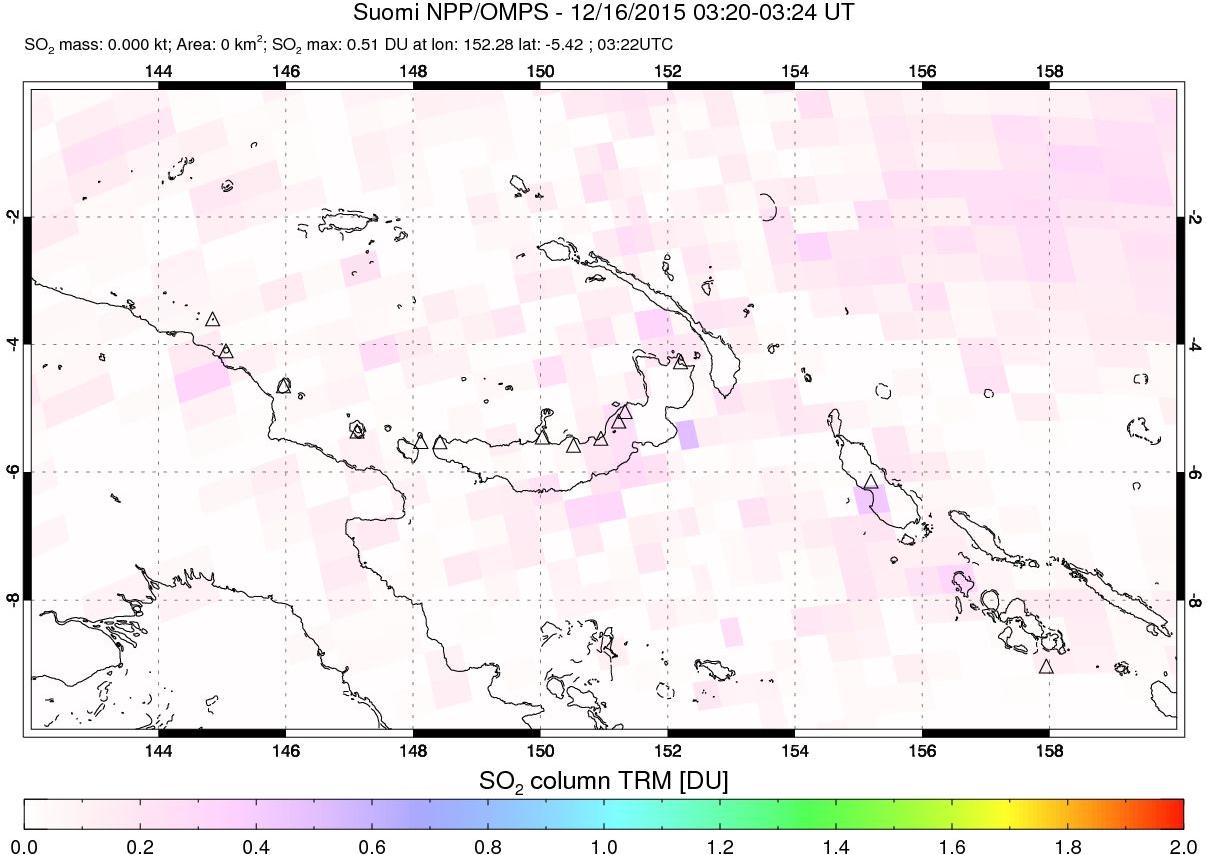 A sulfur dioxide image over Papua, New Guinea on Dec 16, 2015.