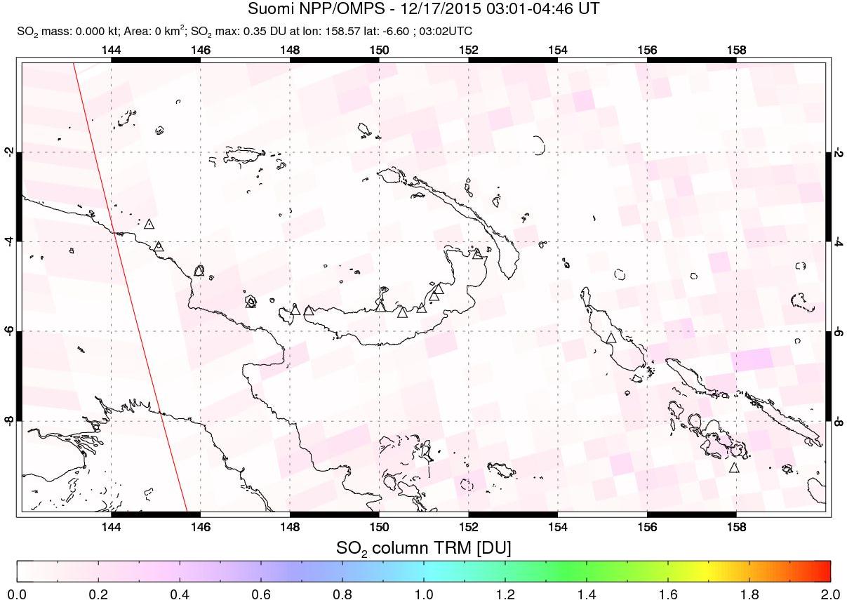 A sulfur dioxide image over Papua, New Guinea on Dec 17, 2015.