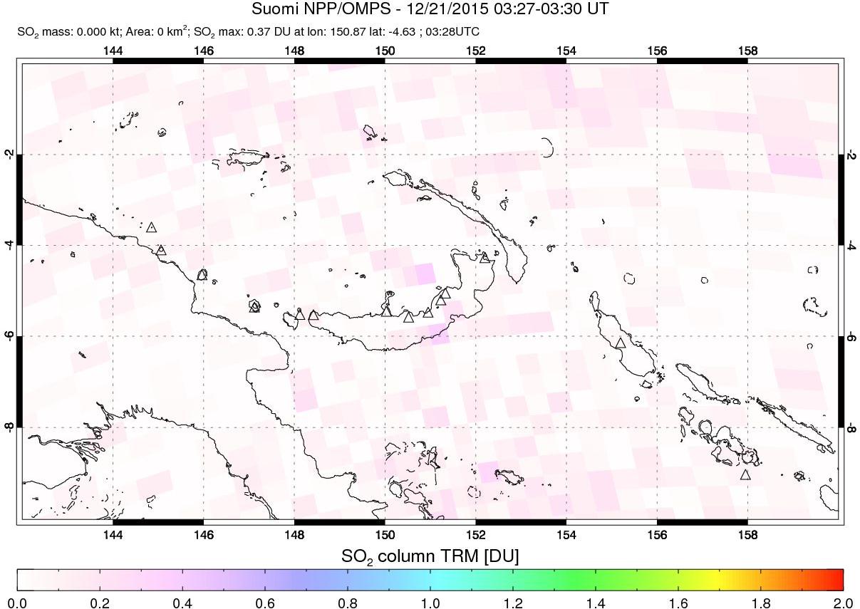 A sulfur dioxide image over Papua, New Guinea on Dec 21, 2015.