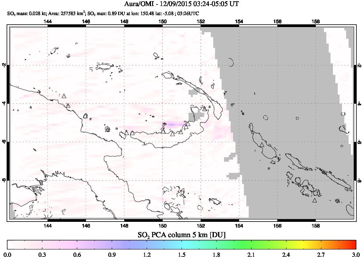 A sulfur dioxide image over Papua, New Guinea on Dec 09, 2015.