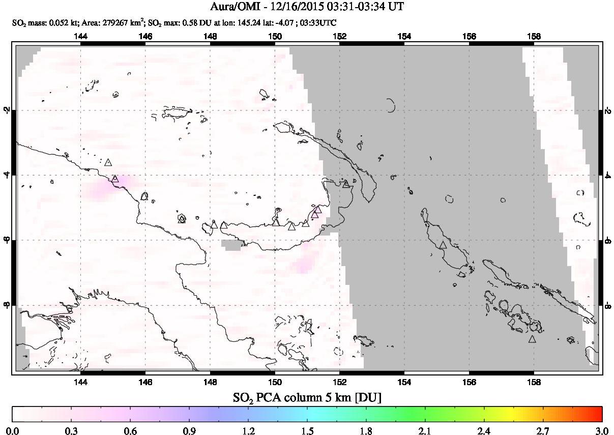 A sulfur dioxide image over Papua, New Guinea on Dec 16, 2015.