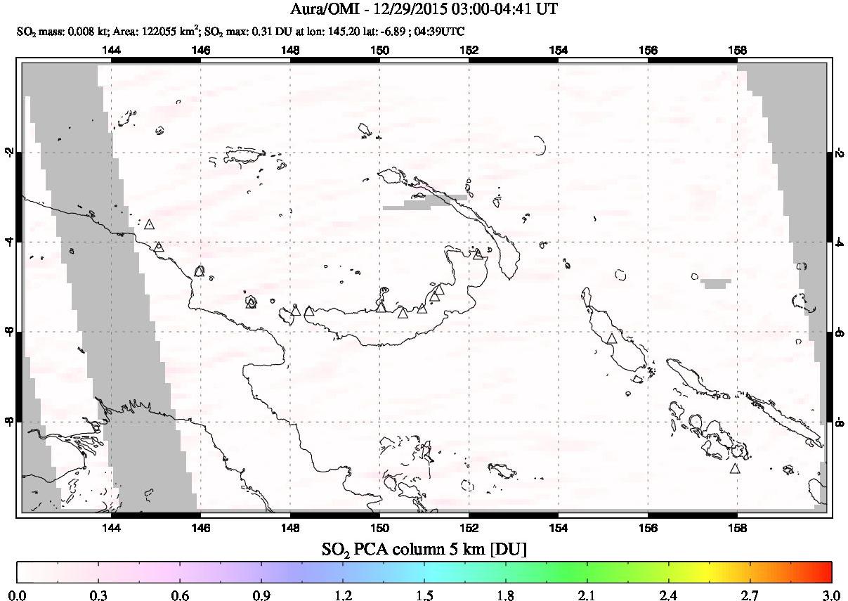 A sulfur dioxide image over Papua, New Guinea on Dec 29, 2015.