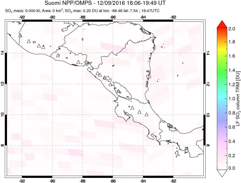 A sulfur dioxide image over Central America on Dec 09, 2016.